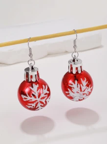 1pair Simple Snowflake Light Ball Pendant Earrings Ladies Christmas Decoration Gift