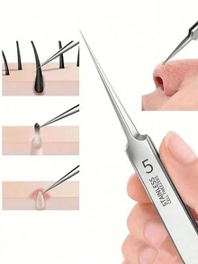 1/2/3 Stück/1 Set ultrafeine Nr. 5 Pinzetten, Reinigungswerkzeug, Mitesser/Pickel Entfernungspinzetten, fein spitz zulaufende Präzisions-Mitesserextraktoren, Edelstahl Pinzetten mit feiner spitzer Spitze für Akne, Pickel, Mitesser, professionelles Werkzeug zur Gesichtsreinigung