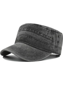 1 件水洗棒球帽，男女通用，做旧帽子，户外运动防晒太阳帽，卡车司机帽，时尚休闲纯色平顶帽，适合送给亲戚朋友、爸爸、妈妈的礼物 - 彩色 - 查看 2