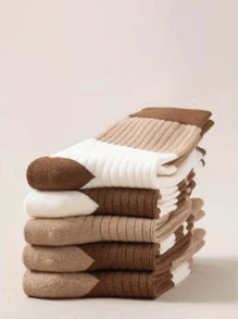 Sports Outdoor 5 Pairs Breathable Sports Striped Women's Street Socks Versatile Mid Tube Striped Socks Spliced Sasual Socks