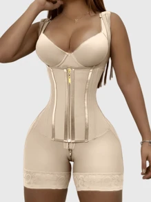 1pc Women Fajas Colombianas Moldeadoras Shapewear Tummy Control Body Shaper Girdles Post Compression Garment, Tight Zipper Closure, Bust-Open, Tummy Control, Butt Lifting, Thigh Slimming Bodysuit Lingerie,High Compression Full Body Shaper Underwear,Suitable For Various Occasions