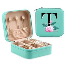 1 Caixa De Joias Floral, Caixa De Joias Verde, Caixa Compacta E Portátil Para Guardar Joias, Ideal Para Presentear Mãe, Amiga Ou Madrinha, Organizador De Bancada Com Forro De Veludo Para Anéis, Brincos E Colares - Leve