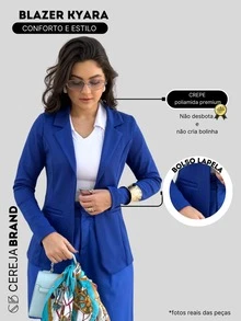Women Coats - 寶藍色 - 查看 3