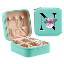 1 Caixa De Joias Floral, Caixa De Joias Verde, Caixa Compacta E Portátil Para Guardar Joias, Ideal Para Presentear Mãe, Amiga Ou Madrinha, Organizador De Bancada Com Forro De Veludo Para Anéis, Brincos E Colares - Leve