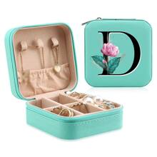 1 Caixa De Joias Floral, Caixa De Joias Verde, Caixa Compacta E Portátil Para Guardar Joias, Ideal Para Presentear Mãe, Amiga Ou Madrinha, Organizador De Bancada Com Forro De Veludo Para Anéis, Brincos E Colares - Leve
