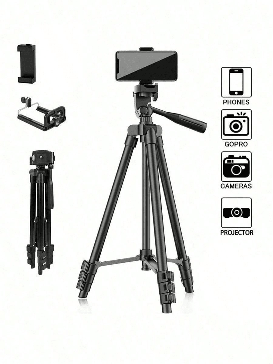 Für Fotografie, Handykamera, DSLR-Kamera, Selfies, Live-Fotos und Videoaufnahmen, tragbares Kamerahandy-Stativ, ausziehbar aus Aluminium, ausgestattet mit Universalhandy-Halterung, kompatibel mit Canon, Nikon, und
