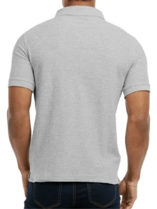 2 Pack Men's Polo Shirt Cotton S-3XL Regular Big & Tall Half Button Front Short Sleeve Polo Shirt Plain Stylish Breathable Sports Workout Top, Classic Casual Top For Golf Outdoor Sports, Summer Outfits Menswear For Daily Streetwear - 淺灰色 - 查看 4