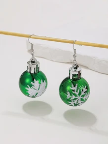 1pair Simple Snowflake Light Ball Pendant Earrings Ladies Christmas Decoration Gift