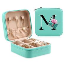 1 Caixa De Joias Floral, Caixa De Joias Verde, Caixa Compacta E Portátil Para Guardar Joias, Ideal Para Presentear Mãe, Amiga Ou Madrinha, Organizador De Bancada Com Forro De Veludo Para Anéis, Brincos E Colares - Leve