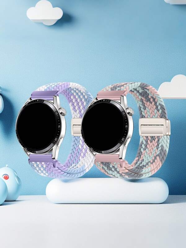1pc 18mm 20mm 22mm Quick Release Nylon Braied Magnetic Strap Compatible With Samsung Galaxy Watch 7 6 5 4 3/Garmin Venu3 3S Vivoactive4 Active5 Vivomove Fenix8 47mm/Amazfit Bip6 Bip5 GTR4 GTS4 GTS4 Mini/Hua Wei Watch GT5 GT4 GT3 GT2 GT Watch4/Xiao Mi Watch S4 S3 Band