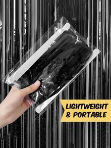 Black Tassel Curtains, Party Ribbons, 3.3 X 8.3 Feet, Aluminum Foil Tassel Background Curtains, Suitable For Birthday Weddings, Brides, Halloween Decorations, Metal Ribbons, Black Party Decorations, Door Ribbons - Black - View 3