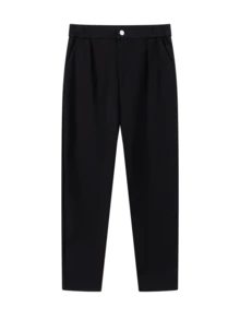 Women's Solid Color Stretch 9-Inch Pants With Pockets, Zipper And Button Closure, Casual Business Style Trousers. Suitable For Women Under 168cm/66 Inches In Height. Spring Black - Black - View 3