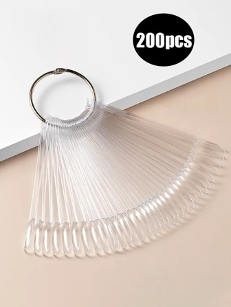 200Pcs Transparent Nail Swatch Sticks Kit - Oval Shape Tips With Display Ring, Reusable False Nail Sample Display Palette, Gel Polish Color Practice Tools For Home Salon & Professional Use,Nail Supplies,Nail Tools,Nail Art Tools,Back To School,Nails,Nail Tools For Press On Nails