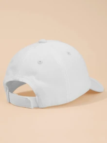 1pc Toddler Solid Color Adjustable Outdoor Sun Ion Baseball Cap - White - View 3