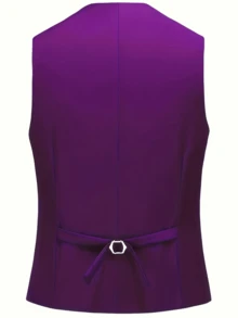 Caelus 三件套男士修身正装西装，高品质商务/社交/婚礼礼服套装，包含外套、裤子和马甲。 - 紫色 - 查看 6