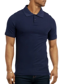 2 Pack Men's Polo Shirt Cotton S-3XL Regular Big & Tall Half Button Front Short Sleeve Polo Shirt Plain Stylish Breathable Sports Workout Top, Classic Casual Top For Golf Outdoor Sports, Summer Outfits Menswear For Daily Streetwear - 藏蓝色 - 查看 2