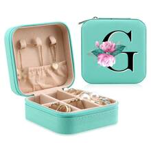 1 Caixa De Joias Floral, Caixa De Joias Verde, Caixa Compacta E Portátil Para Guardar Joias, Ideal Para Presentear Mãe, Amiga Ou Madrinha, Organizador De Bancada Com Forro De Veludo Para Anéis, Brincos E Colares - Leve
