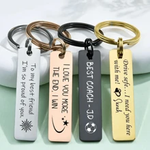 4pcs Customized Personalized Stainless Steel Keychain, Engraved Text Name Metal Keyring, Travel Bag Pendant, Unisex, Glossy Finish, Minimalist, Suitable As Gift For Men, Women, Friends, Family, Relatives, Children, Anniversary, Birthday, Wedding, Graduation, House Warming, Classmates
