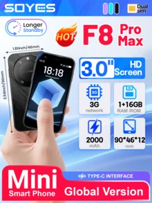 SOYES F8 Pro Max Mini Small Size Smartphone 3.0 Inches Android 8.1 2000mAh Dual SIM Standby Play Store 3G Mini Phone - Black - View 2