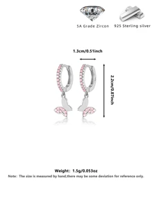 1 Paar hochwertige 925er Sterlingsilber Mikro-eingelegte Diamant Schmetterling Ohrringe, elegante chice Zirkonia Creolen, geeignet für Party, Geschenkgeben, täglichen Tragen, mit dekorativer Geschenkbox, Valentinstag Geschenk