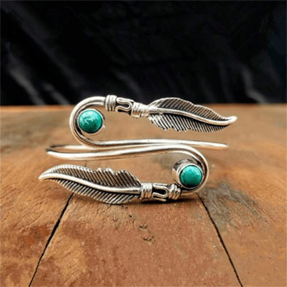 1 pieza Brazalete de mujer efecto vintage con incrustaciones de turquesa falsa, regalo de joyería de moda para bodas y fiestas