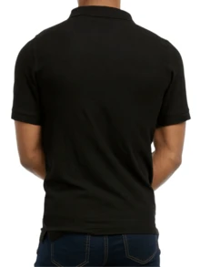 Men's Polo Shirt Cotton S-3XL Regular Big & Tall Half Button Front Short Sleeve Polo Shirt Plain Stylish Breathable Sports Workout Top, Classic Casual Top For Golf Outdoor Sports, Summer Outfits Menswear For Daily Streetwear - 黑色 - 查看 3