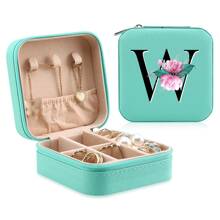 1 Caixa De Joias Floral, Caixa De Joias Verde, Caixa Compacta E Portátil Para Guardar Joias, Ideal Para Presentear Mãe, Amiga Ou Madrinha, Organizador De Bancada Com Forro De Veludo Para Anéis, Brincos E Colares - Leve