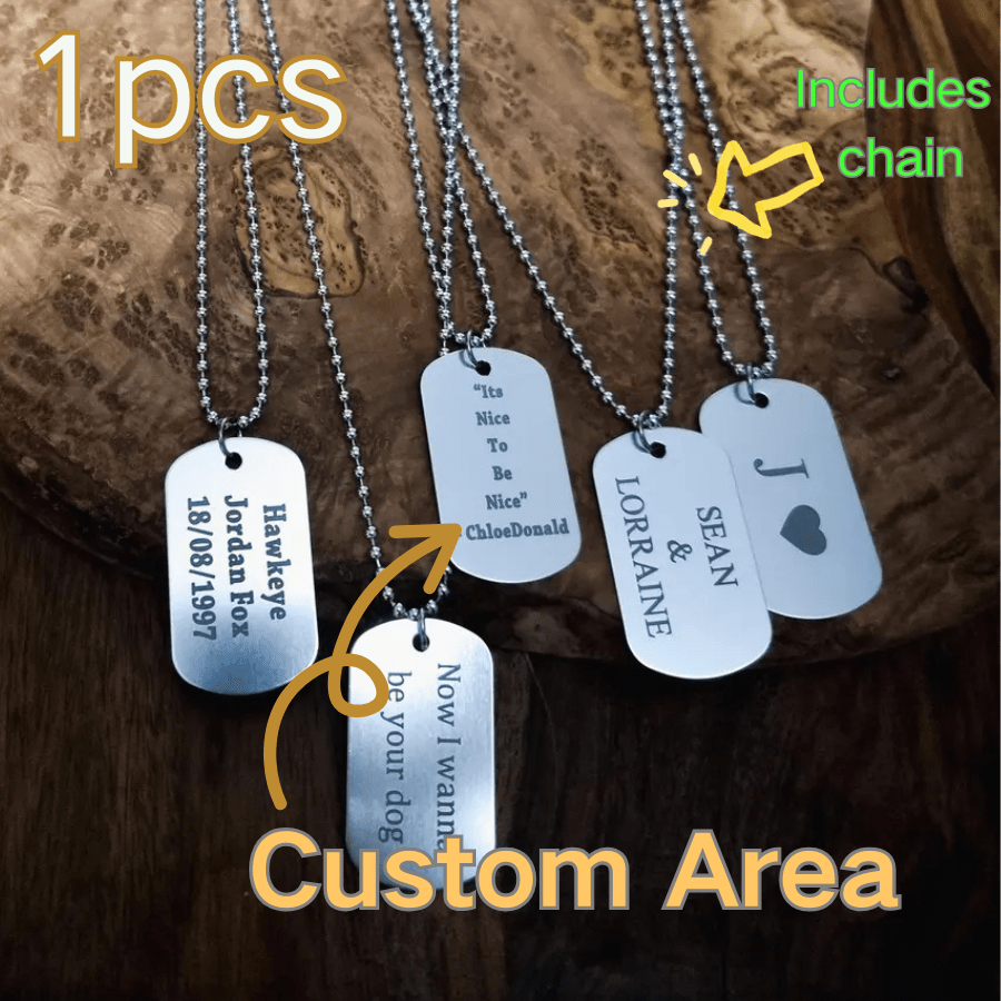 1pc Fashionable Vintage Stainless Steel Customized Engraved Military Dog Tag Necklace Pendant, Personalized Gift For Men, Suitable For Daily Decoration, Nightclub Street Style, Hip Hop Style, Christmas, Valentine's Day, Father's Day, Birthday Gift For Male Friends