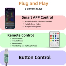 NBBUFF 2 Stücke LED Lichtleiste, RGB-IC LED Leuchten mit Fernbedienung und App-Steuerung, Desktop dekorative Stimmungsbeleuchtung, Musiksynchrone Stimmungsbeleuchtung, einstellbare Helligkeit, Farbe, Geschwindigkeit, USB betrieben für Schlafzimmer Nachttisch, E-Sport Zimmer, TV Hintergrundbeleuchtung, Tischlampe, Partybeleuchtung