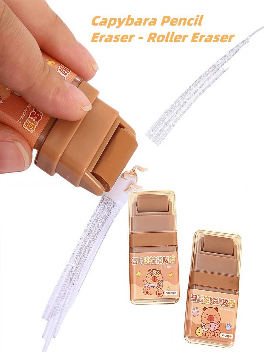 1pc/3pcs/5pcs Funny Capybara Shape Pencil Eraser - Roller Eraser, Easy To Use, Luxurious For Office, Party Such As Random Items, School Supplies, Eraser, Office Supplies>, Pencils, Back To School Supplies, Capybara, Back To School Season, Back To School Easter, Easter Gifts, Christmas, Halloween Essential Teacher Stationery, Boy Gifts, Girl Gifts, Fit For Graduation Season, Eid Al-Adha, Independence Day, Back To School Season, Soft Label - Multicolor - View 1
