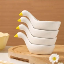 1pc Swan Shaped Ceramic Sauce Dish For Seasoning, Sauce, Oil, Vinegar, Mustard, Salad, Hot Pot Dipping,Kitchen,Christmas Gift
