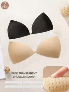 2/1 Pc Invisible Backless Bra - Seamless Adhesive Cups, Transparent Straps, 3-Way Styling For Summer Dresses - Multicolor - View 4