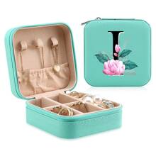 1 Caixa De Joias Floral, Caixa De Joias Verde, Caixa Compacta E Portátil Para Guardar Joias, Ideal Para Presentear Mãe, Amiga Ou Madrinha, Organizador De Bancada Com Forro De Veludo Para Anéis, Brincos E Colares - Leve