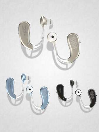 ersowha 2个装高级可充电入耳式耳机（非无线），带音量控制和锂聚合物可充电电池，助听器耳挂式设计，降噪，声音放大，助听功能，USB充电