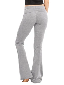 Women's Yoga Pants Cotton Flare Bootcut High Waist Tummy Control Soft Leggings Cozy Wide Leg Pants Comfy Stretch LooseCasual Pants Breathable Running Workout Lightweight Pants Womenswear Activewear - 淺灰色 - 查看 3