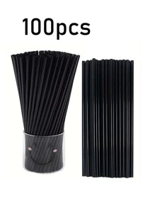 10-500 piezas Pajitas de plástico negras flexibles, pajitas de fiesta onduladas, pajitas de plástico para beber, agitadores de café y cócteles, accesorios para bebidas, para batidos, smoothies, boba, té de burbujas, café con hielo, perfectas para casa, camping, picnic, fiestas, suministros para fiestas, uso doméstico, útiles escolares, vuelta al cole