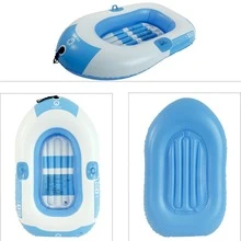 1pc Blue & White Single Person Inflatable Boat, For Poolside Party & Swimming Pool Fun, Beach Essentials, Beach Accessories, Pool Float - Blue and White - View 4