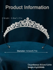 水钻皇冠水晶新娘头饰公主皇冠生日皇冠头饰和皇冠适合女士和女孩皇家 - 銀色 - 查看 3