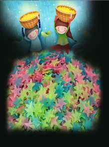 100pcs 3cm Luminous Glow-In-The-Dark Stars Wall Stickers, 3D Realistic Shine, Solid Color And Mixed Colors Home Decor Room Decor