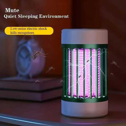 1 件装静音电子昆虫诱捕器 - USB 供电便携式灭蚊器，带 LED 氛围灯，耐用塑料室内/室外灭蚊器，适合露营和家庭使用，不含化学物质，设计精美，灭蚊器，户外害虫控制，现代圆柱形，USB 供电设备，紧凑设计，轻巧结构，家庭用户