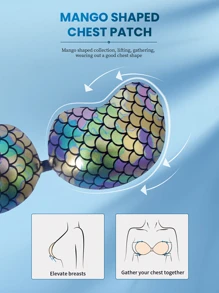 1 pezzo/Reggiseno senza spalline e senza schienale, reggiseno adesivo riutilizzabile, push-up, per vestiti da donna con effetto sirena