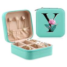 1 Caixa De Joias Floral, Caixa De Joias Verde, Caixa Compacta E Portátil Para Guardar Joias, Ideal Para Presentear Mãe, Amiga Ou Madrinha, Organizador De Bancada Com Forro De Veludo Para Anéis, Brincos E Colares - Leve