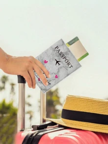 1个可定制姓名RFID复古商务护照夹，男女通用多功能护照钱包，时尚旅行配件，可装身份证、银行卡、护照，方便携带和收纳，适合旅行、商务、返校等场合。 - 彩色 - 查看 2