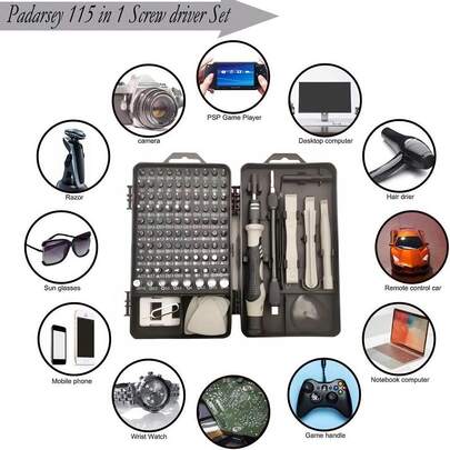 115合1精密螺丝刀套装 | 铬钒钢材质，耐磨、抗氧化、防腐蚀 | 适用于电脑、手机、手表、眼镜及电子产品