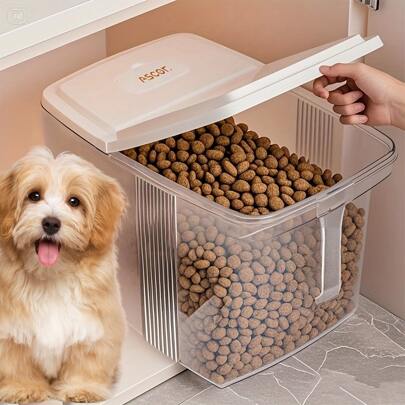 1 pezzo Grande contenitore ermetico per alimenti per animali domestici, con coperchio a ribalta rettangolare, ideale per cani e gatti di grossa taglia, facile da pulire, sigillo durevole, perfetto per la conservazione in cucina, regalo da sogno per gli amanti degli animali domestici