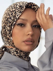 1 pieza Pañuelo de cabeza con estampado de leopardo vintage de moda para mujer, casual y versátil, suave y amigable con la piel, adecuado para todas las estaciones, pañuelo multifuncional