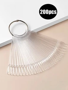 200pcs Transparent Nail Polish Color Card Set - Oval Nail Plates With Display Ring, Reusable Fake Nail Sample Palette, Gel Nail Polish Color Practice Tool, Suitable For Home, Salon And Professional Nail Art, Nail Supplies, Nail Tools, Nail Art Tools, Back To School, Nail Care, Press-On Nail Tools - Clear - View 8
