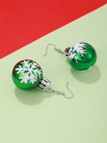 1pair Simple Snowflake Light Ball Pendant Earrings Ladies Christmas Decoration Gift