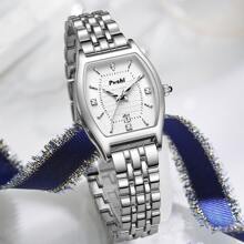 Poshi 1 pieza Reloj de pulsera de mujer elegante de cuarzo analógico con decoración de diamantes y pantalla de fecha