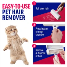 Pet Hair Remover And Reusable Lint Roller - Fur Remover For Furniture, Sofa, Carpet, Clothes And Bedding - Portable Multi-Surface Defurminator Tool - White - View 4